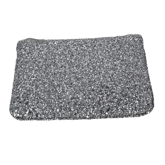 Ann Taylor Handbags - ANN TAYLOR Metallic Silver Shiny Sparkle Glitter Zipper Clutch